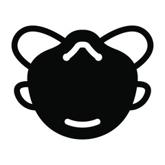
Covid face protection equipment, solid icon of N95 mask 
