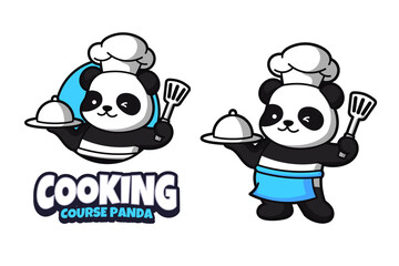 Cooking panda logo design template