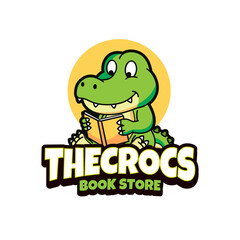 Crocodile book store logo design