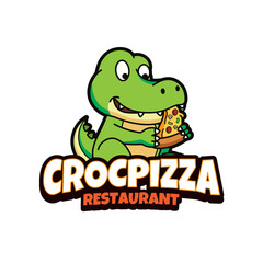 Crocodile pizza mascot logo design