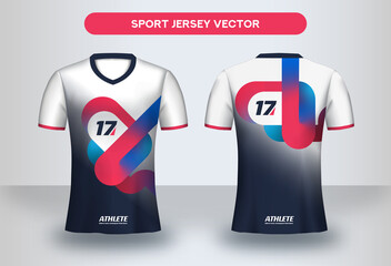 Football Jsersey design template. Soccer club uniform T-shirt front and back view.