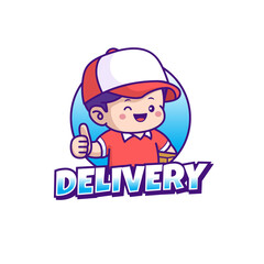 Delivery mascot logo design isolated background