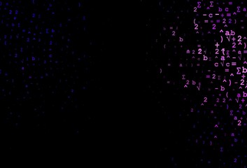 Dark Purple vector pattern with arithmetic signs.