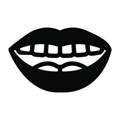
Mouth in glyph editable icon showing teeths 
