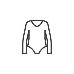 Women bodysuit line icon. linear style sign for mobile concept and web design. Long sleeve body suit outline vector icon. Symbol, logo illustration. Vector graphics