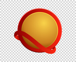 Blank red and gold shield and ribbon on transparrent background.