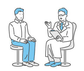若い男性に説明をする医者のイラスト素材