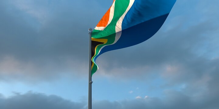 3d rendering of the national flag of the South Africa