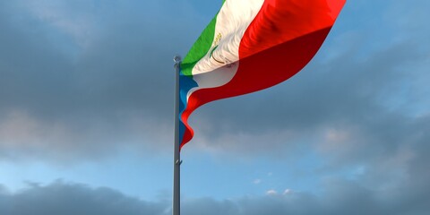 3d rendering of the national flag of the Guinea