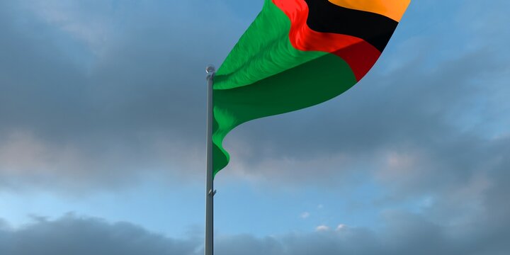 3d rendering of the national flag of the Zambia