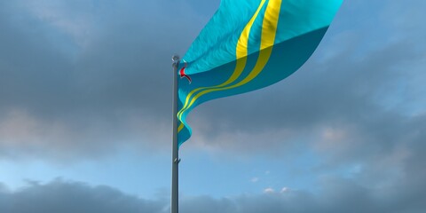 3d rendering of the national flag of the Aruba