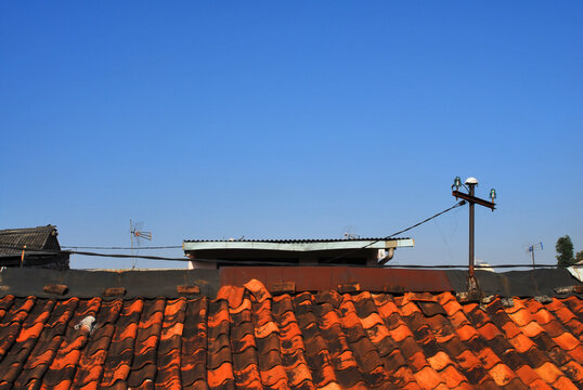 Red tile roof in city town