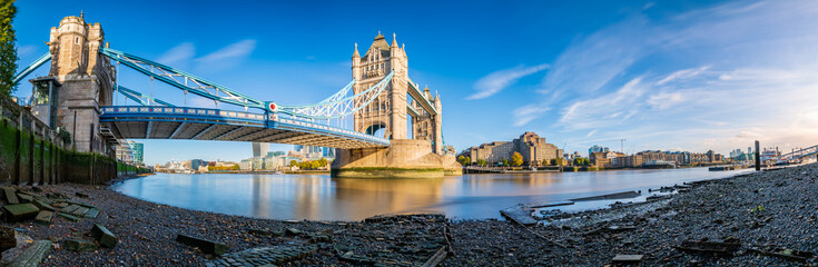 Panorama of Tower Bridge in London. England
