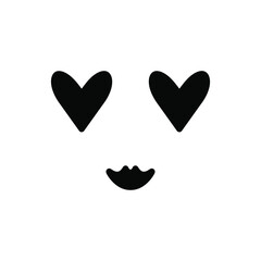 Heart icon, Cute heart and face vector illustration. Flat style for graphic design ,Logo. Isolated on white background. eps 10