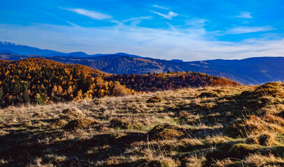 beautiful autumn landscapes in the Romanian mountains, Fantanele village area, Sibiu county, Cindrel mountains, Romania
