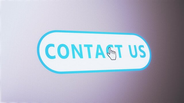 Contact us customer support online icon label button on pixelated screen animation