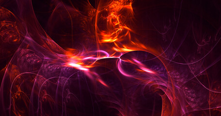 3D rendering abstract multicolor fractal light background