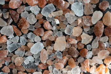 Himalayan Salt on dark , macro photo.