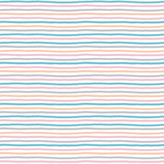 Vector seamless pattern with colorful stripes for kids nursery bedroom. Pastel hand drawn background with uneven thin lines.