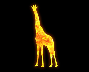 Giraffe tallest animal symbol, fir flame icon logo illustration
