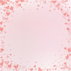 Red heart love confettis. Valentine's day vignette