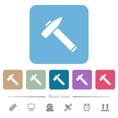 Old hammer flat icons on color rounded square backgrounds