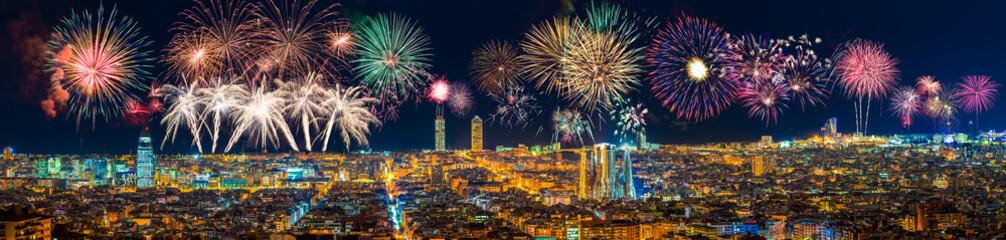 Fireworks display in Barcelona. Spain