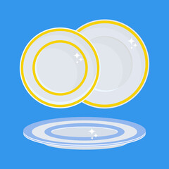 Plate. Set of empty clean plates. Vector illustration