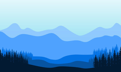 View nice spruce and mountains in the morning. City vector