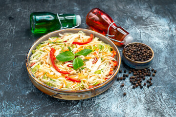 front view delicious vegetable salad on light-grey background health food meal diet color