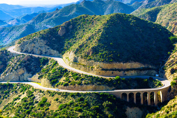 Road and viaduct from Granatilla viewpoint, Spain