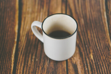 cup of coffee on wooden table