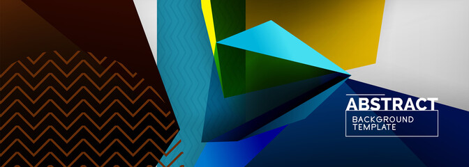 Low poly 3d geometric shapes, minimal abstract background. Vector illustrations for covers, banners, flyers and posters and other