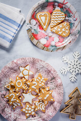 still life with homemade christmas gingerbread cookies