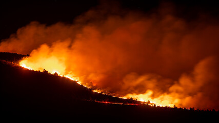 oregon wildfire at night