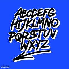 Graffiti Alphabet handwriting, vector, hand letter, brush, vintage