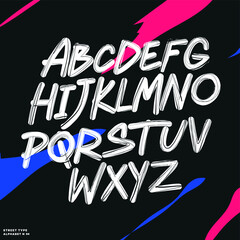 Graffiti Alphabet handwriting, vector, hand letter, brush, vintage