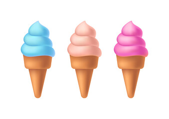 ice cream set cartoon illustration sweet