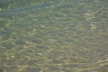 water in the sea, close up of the ocean with sun penetrating the surface, variation