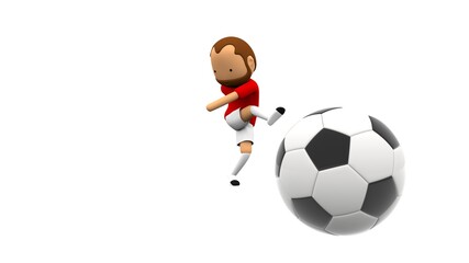 Soccer player hitting the ball. Football 3d rendering