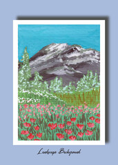 Landscape Gouache Watercolor Background