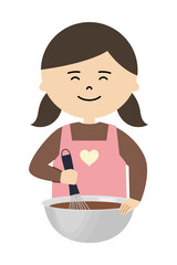 お菓子作りをしている女の子のイラスト