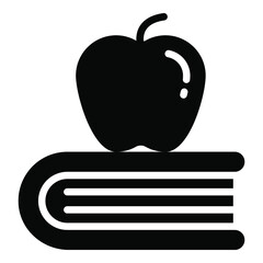 apple on book glyph icon, school and education icon