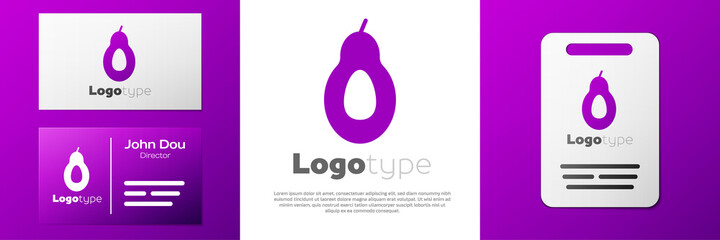 Logotype Avocado fruit icon isolated on white background. Logo design template element. Vector.