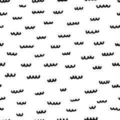 Seamless pattern with wavy lines. Hand drawn vector illustration. Texture for print, textile, packaging.