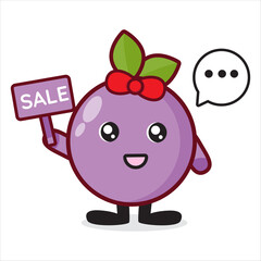 cute mascot of wine with sale board vector eps 10