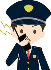 無線で応答する警備員のイラスト