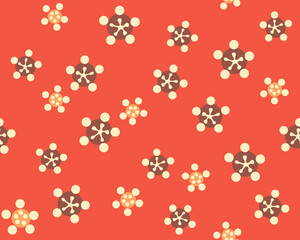 Japanese Cute Flower Vector Seamless Pattern