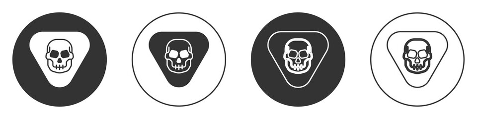 Black Guitar pick icon isolated on white background. Musical instrument. Circle button. Vector.