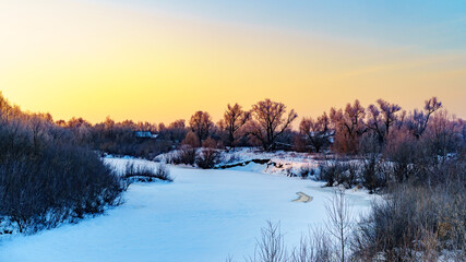 Winter evening on the river.